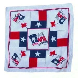 Vintage 1986 Texas Flag Sesquicentennial 150 years Bandana Square Scarf 20 3/4”